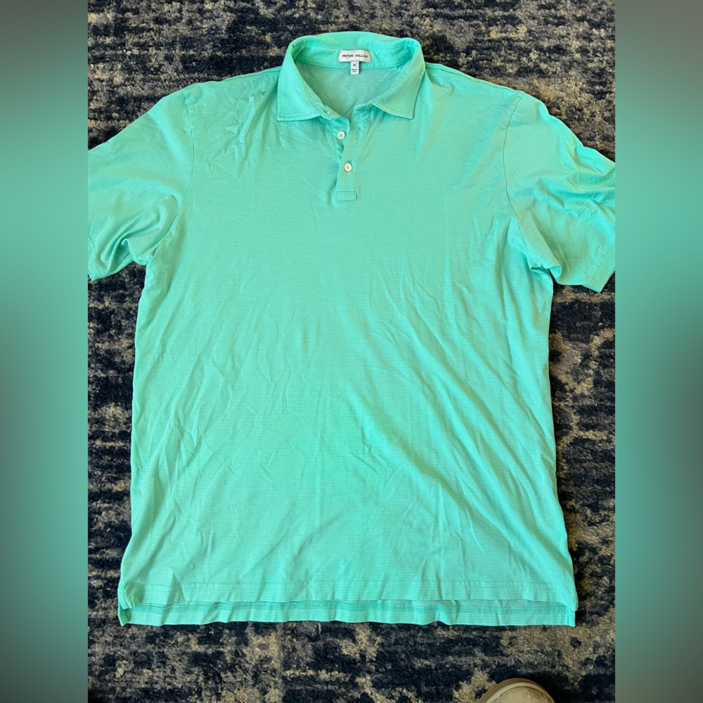 Peter Millar Aqua Striped Button Down Shirt Sz XL - Picture 2 of 2